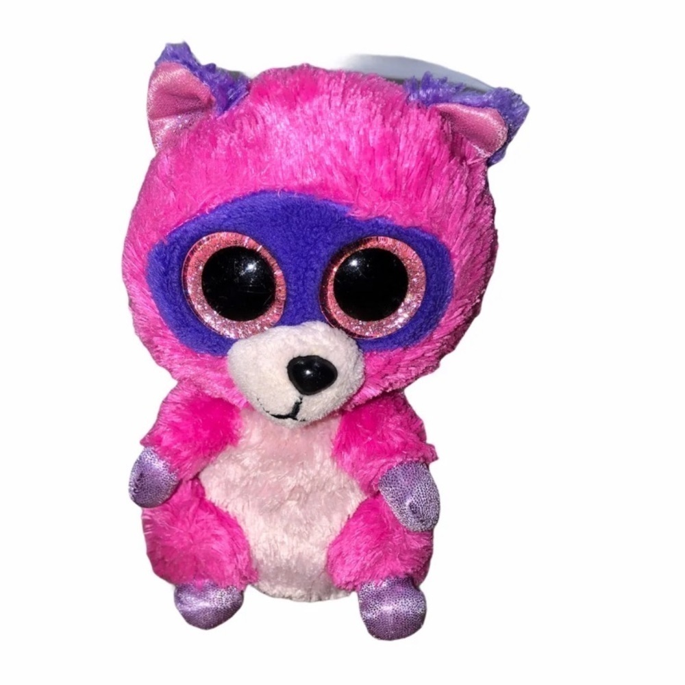 ty beanie baby roxie pink raccoon plush